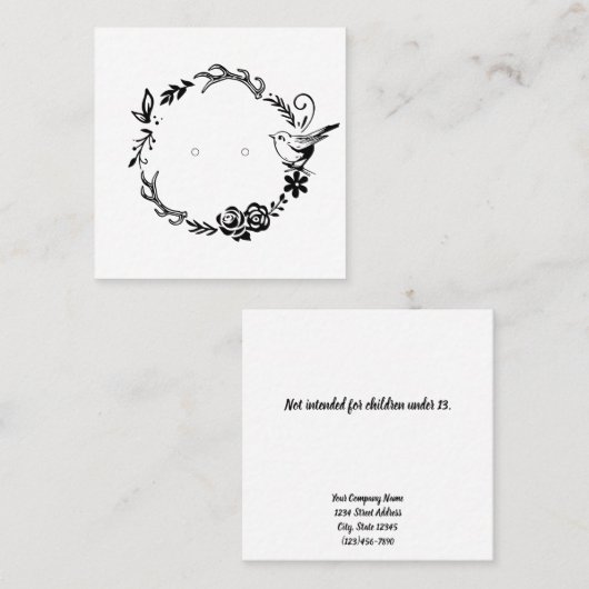 カスタムウッドランドリーススタッドイヤリングディスプレイカード 予約カード (正面/裏面)