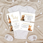 カスタムウッドランド動物可愛い素朴な赤ちゃんシャワー 招待状