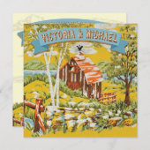 カスタムウッドラ素朴ンドバーン結婚式招待状 招待状 (正面/裏面)