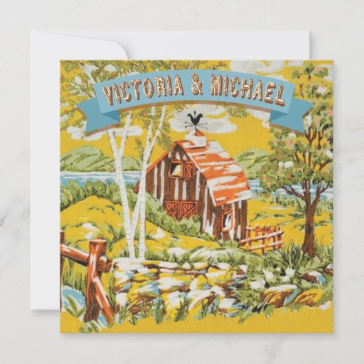 カスタムウッドラ素朴ンドバーン結婚式招待状 招待状 (正面)