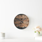 カスタムウッ素朴ドテクスチャ&ディアモノグラム ラウンド壁時計 (ホーム)