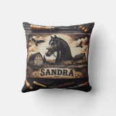 カスタムウマとバーンズの版木、銅版、版画ウッド クッション (裏面)