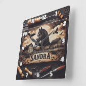 カスタムウマとバーンズの版木、銅版、版画ウッド スクエア壁時計 (傾斜)