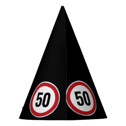 カスタムエイジの誕生日パーティーに最適な道路標識 パーティーハット (裏面)