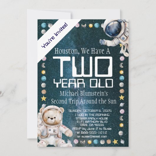 カスタムエイジ宇宙誕生日会の招待 招待状 (正面)