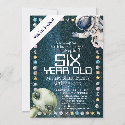 カスタムエイジ宇宙誕生日会の招待 招待状 (正面)