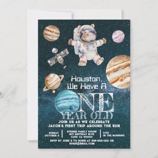 カスタムエイジ宇宙飛行士誕生日 招待状 (正面)