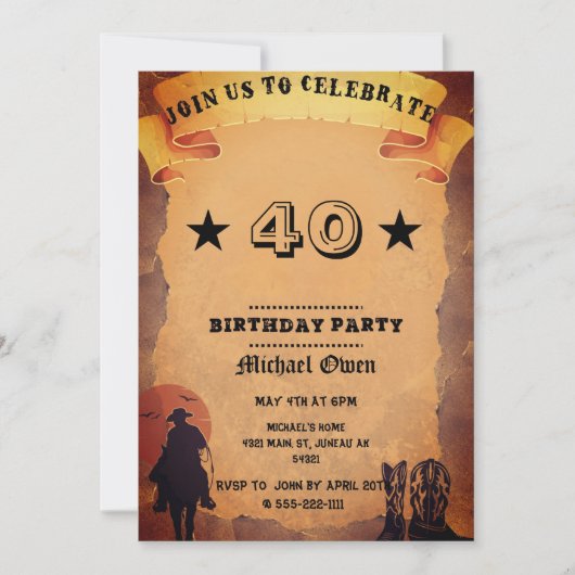 カスタムエイジ カントリー ウエスタン ヴィンテージペーパー 招待状 (正面)