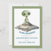 カスタムエイリアン侵攻宇宙誕生日 招待状 (正面)