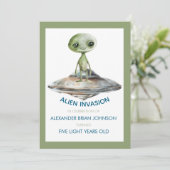 カスタムエイリアン侵攻宇宙誕生日 招待状 (スタンド正面)