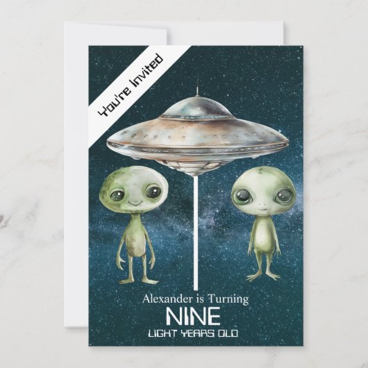 カスタムエイリアン時代宇宙誕生日会 招待状 (正面)