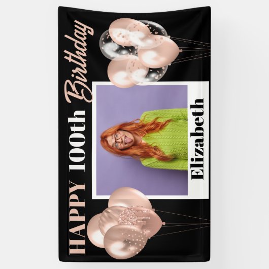 カスタムエクストララージバラ金ゴールドパーソナライズされた誕生日 横断幕 (縦)