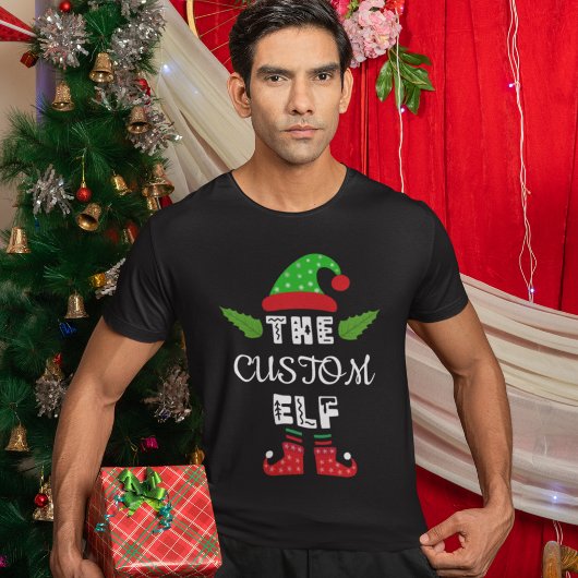 カスタムエルフTシャツ、名入れクリスマスシャツ、 Tシャツ