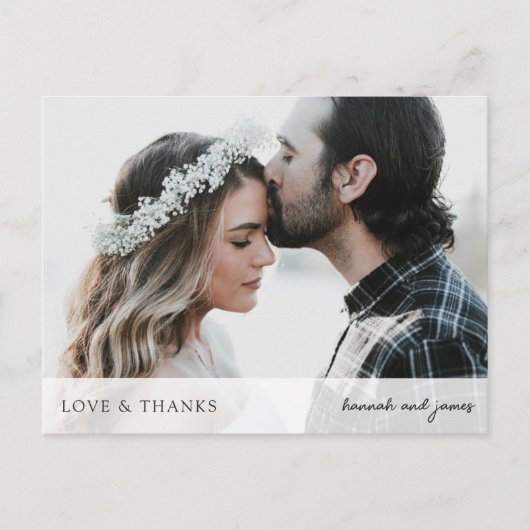 カスタムエレガシンプルントウェディング写真ありがとう ポストカード (正面)