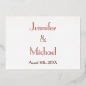 カスタムエレガモダンントウェディングRSVPバラ金ゴールド 箔招待状 (正面)