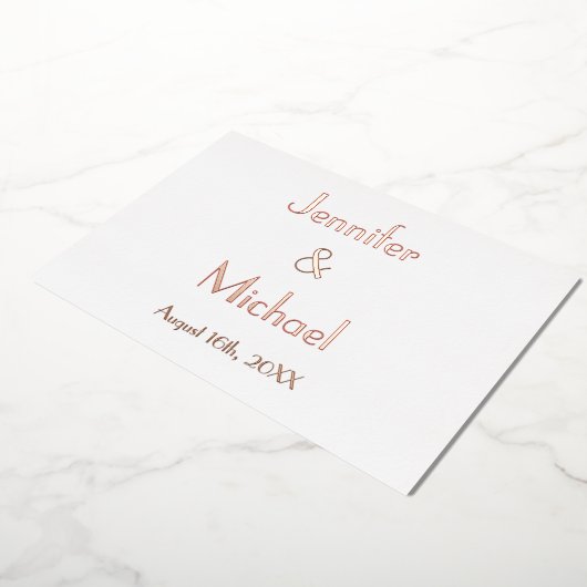 カスタムエレガモダンントウェディングRSVPバラ金ゴールド 箔招待状 (回転した状態)