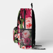 カスタムエレガントかわいらし黒ピンク水色フローラ プリントバックパック (右)