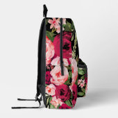 カスタムエレガントかわいらし黒ピンク水色フローラ プリントバックパック (左)