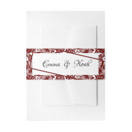 カスタムエレガントなウェディングホワイトとウェルーン 招待状ベリーバンド