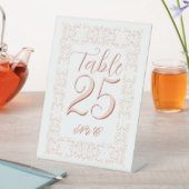 カスタムエレガントのピンクレース結婚テーブル番号 台座サイン (インサイチュ)