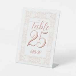 カスタムエレガントのピンクレース結婚テーブル番号 台座サイン