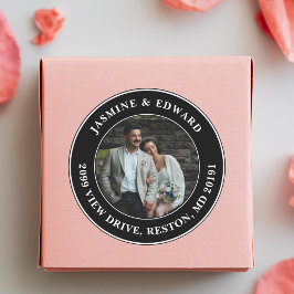 カスタムエレガントウェディングフォト差出人住所 ラウンドシール