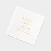 カスタムエレガントウェディングモダン金ゴールドのスクリプト 箔ナプキン (左)