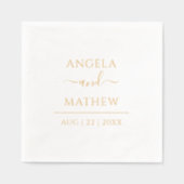 カスタムエレガントウェディングモダン金ゴールドのスクリプト 箔ナプキン (正面)