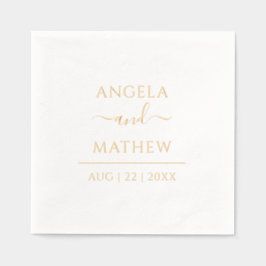 カスタムエレガントウェディングモダン金ゴールドのスクリプト 箔ナプキン