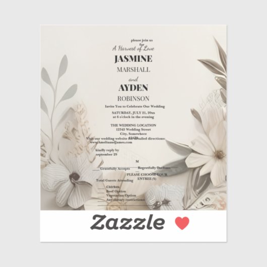 カスタムエレガントウェディング招待状 シール (シート)