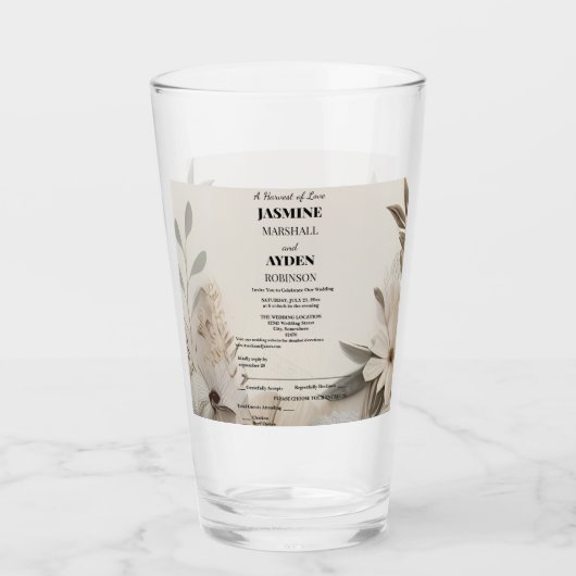 カスタムエレガントウェディング招待状 タンブラーグラス (正面)