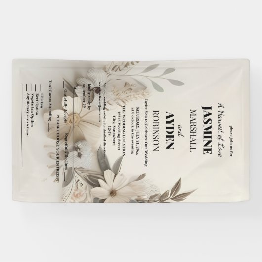 カスタムエレガントウェディング招待状 横断幕 (横)