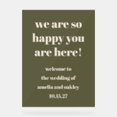 カスタムエレガントオリーブグリ自然ン結婚ズ歓迎 アクリルサイン (正面)