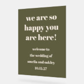 カスタムエレガントオリーブグリ自然ン結婚ズ歓迎 アクリルサイン (傾斜)