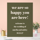 カスタムエレガントオリーブグリ自然ン結婚ズ歓迎 アクリルサイン (ウェディング)