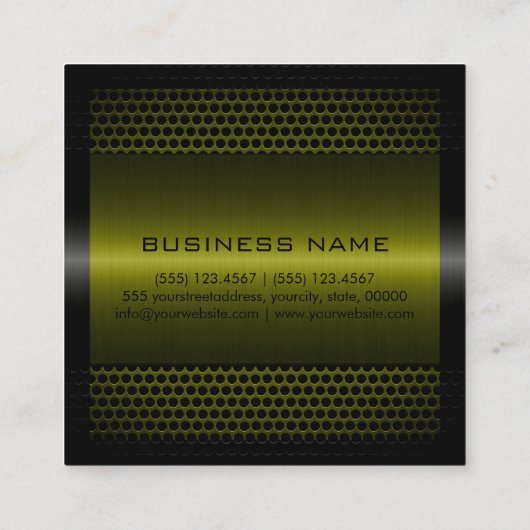 カスタムエレガントオリーブステンレス金属 スクエア名刺 (裏面)