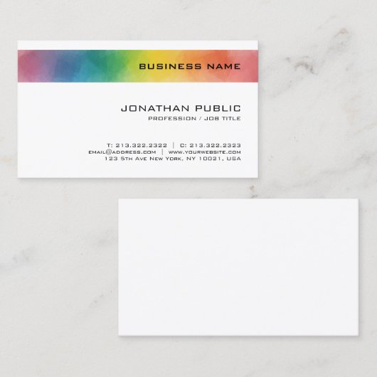 カスタムエレガントカラフルモダンミニマルデザイン 名刺 (正面/裏面)