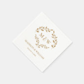 カスタムエレガントクレスト結婚モノグラム スタンダードカクテルナプキン (角)