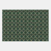 カスタムエレガントグリーンオーナメントギフトクリスマスセット ラッピングペーパーシート (正面)
