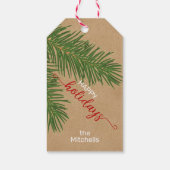 カスタムエレガントグリーンレッドホワイトフェイククラフトホリデイ ギフトタグ (裏面)