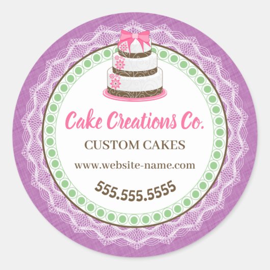 カスタムエレガントケーキ包装 ラウンドシール (正面)