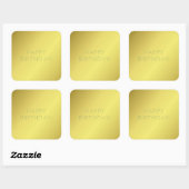 カスタムエレガントゴールデンイエローハッピーバースデーウィッシュ スクエアシール (シート)