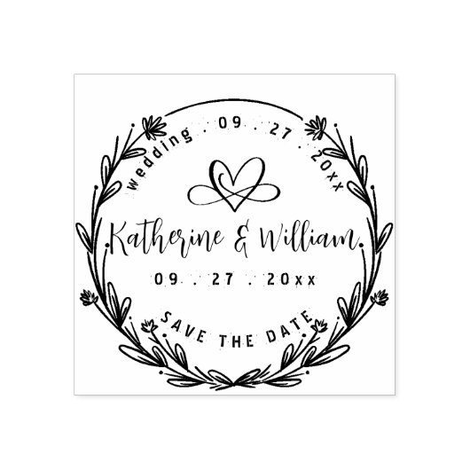 カスタムエレガントサークルキュートハートエレガントな結婚式 ラバースタンプ (インプリント)