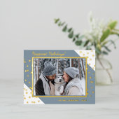 カスタムエレガントシックきらめく星パターン金ゴールド 箔シーズンポストカード (立ち正面)