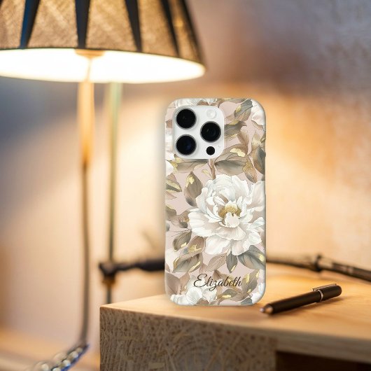 カスタムエレガントシック大カメリアフラワーピンク金ゴールド Case-Mate iPhoneケース