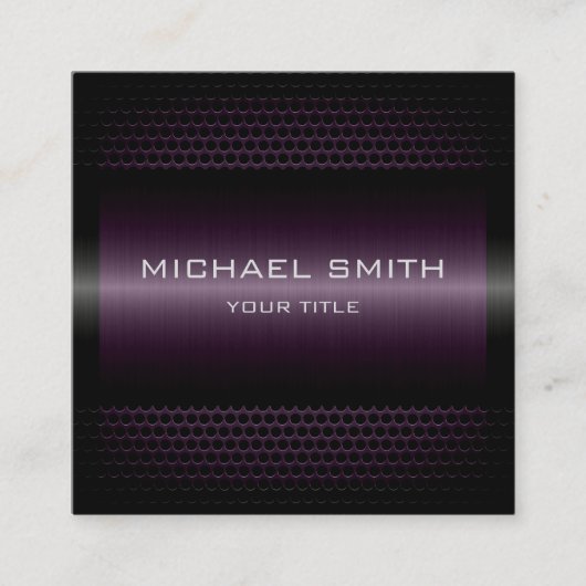 カスタムエレガントダークパープルステンレス金属 スクエア名刺 (正面)