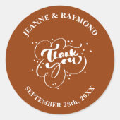 カスタムエレガントテラコッタサンキュー結婚式の引き出物 ラウンドシール (正面)