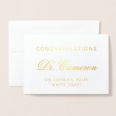カスタムエレガントドクターホワイトコートおめでとう 箔カード (封筒付き正面)