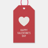 カスタムエレガントハッピーバレンタインデー白ハート ギフトタグ (正面)