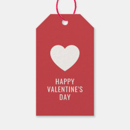 カスタムエレガントハッピーバレンタインデー白ハート ギフトタグ
